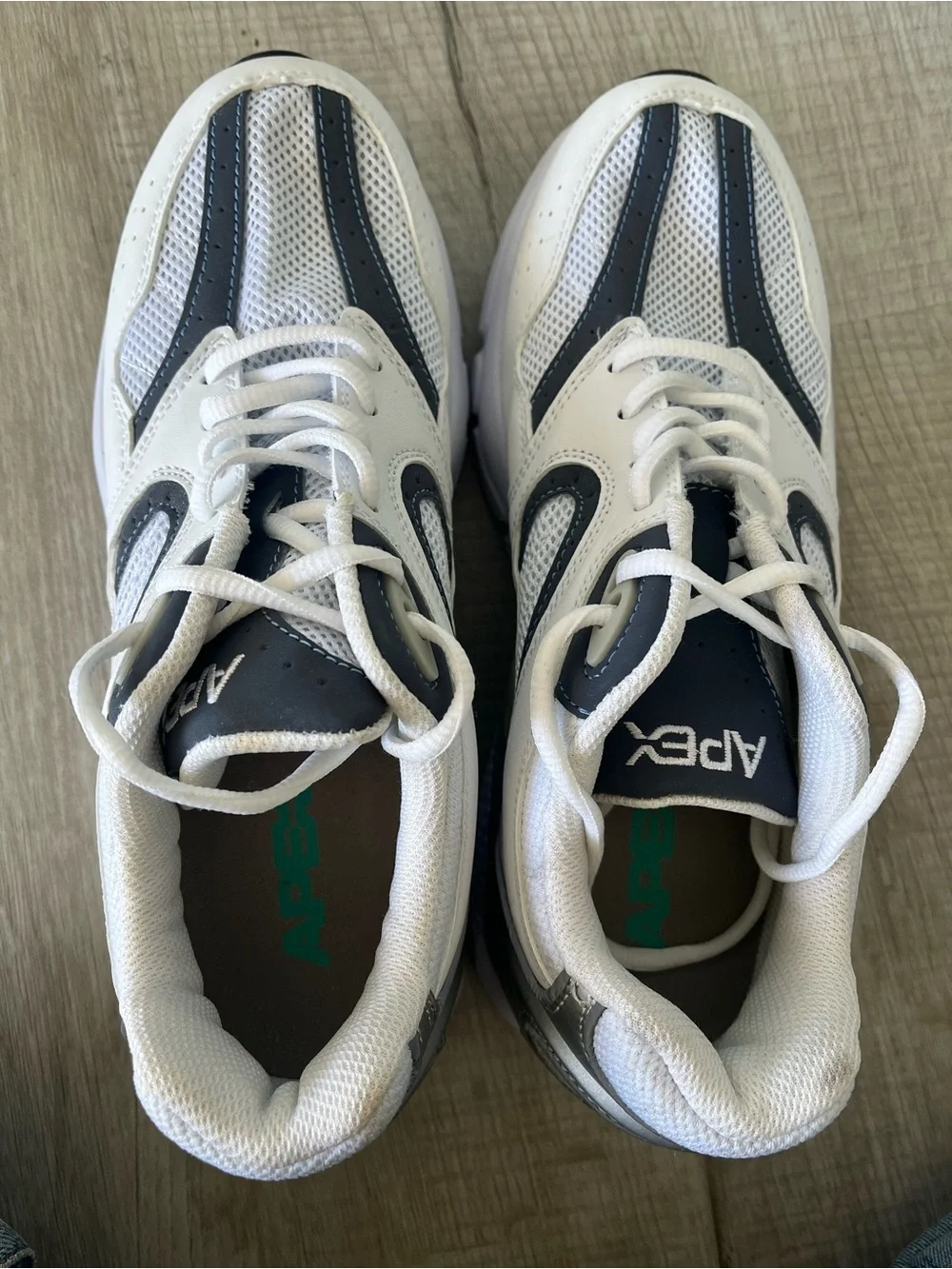 Apex X521 Mens Boss Runner White Navy Sneaker Orthopedic Shoe Size 9 Wide